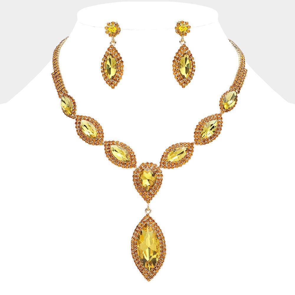 Yellow Marquise Stone Cluster Pointed Evening Necklace - Jewelry Store by Erik Rayo