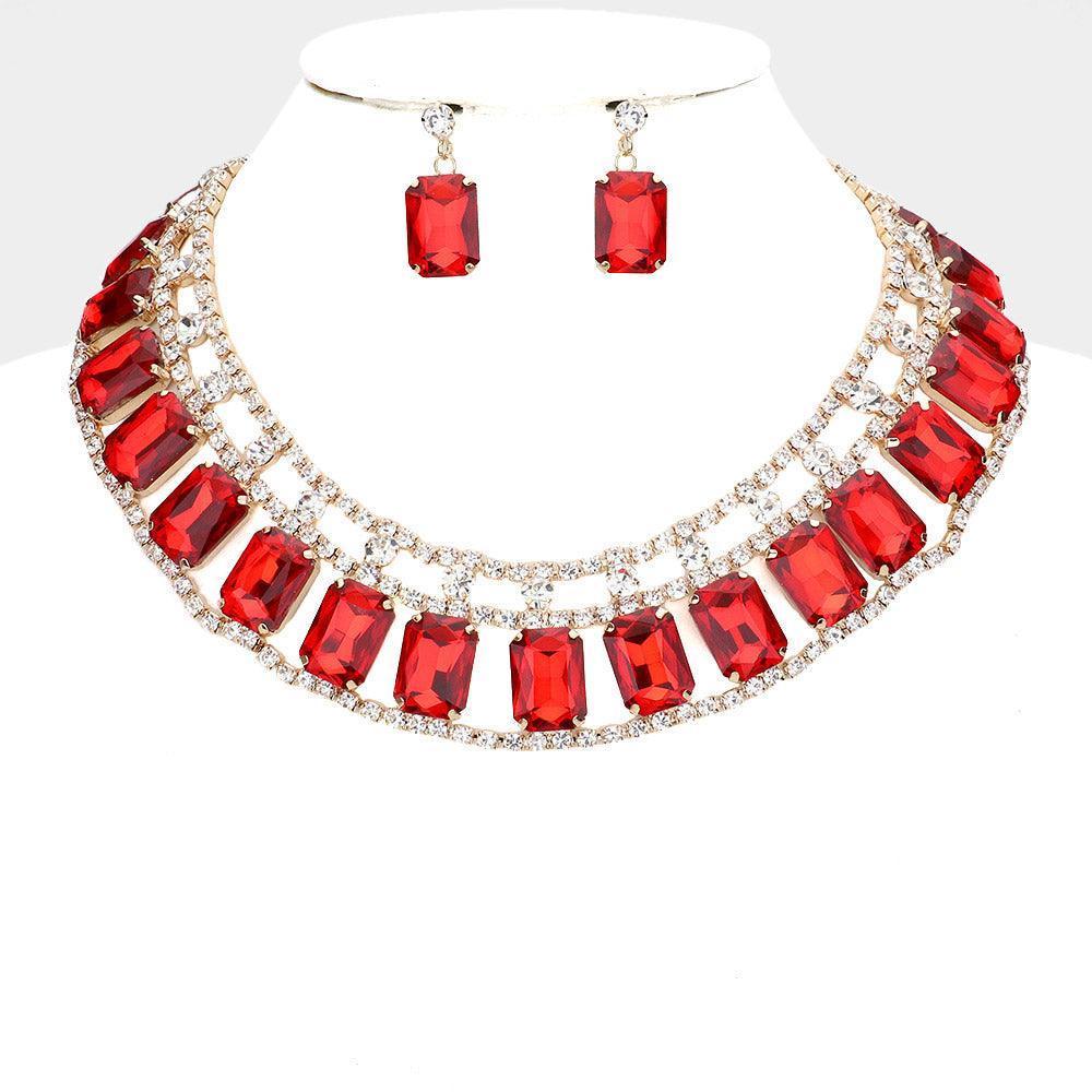 Emerald Cut Stone Accented Collar Evening Necklace - Jewelry Store by Erik Rayo