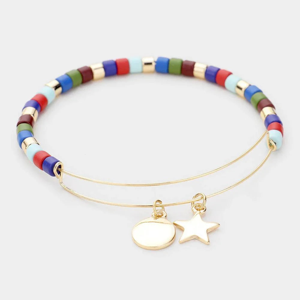 Gold Star Metal Charm Bead Bracelet - Jewelry Store by Erik Rayo