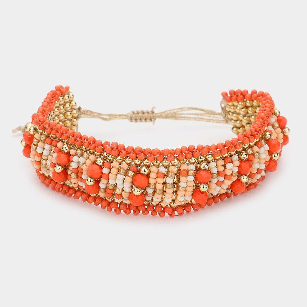 Boho Metal Ball Seed Beaded Pull Tie Cinch Bracelet - Jewelry Store by Erik Rayo