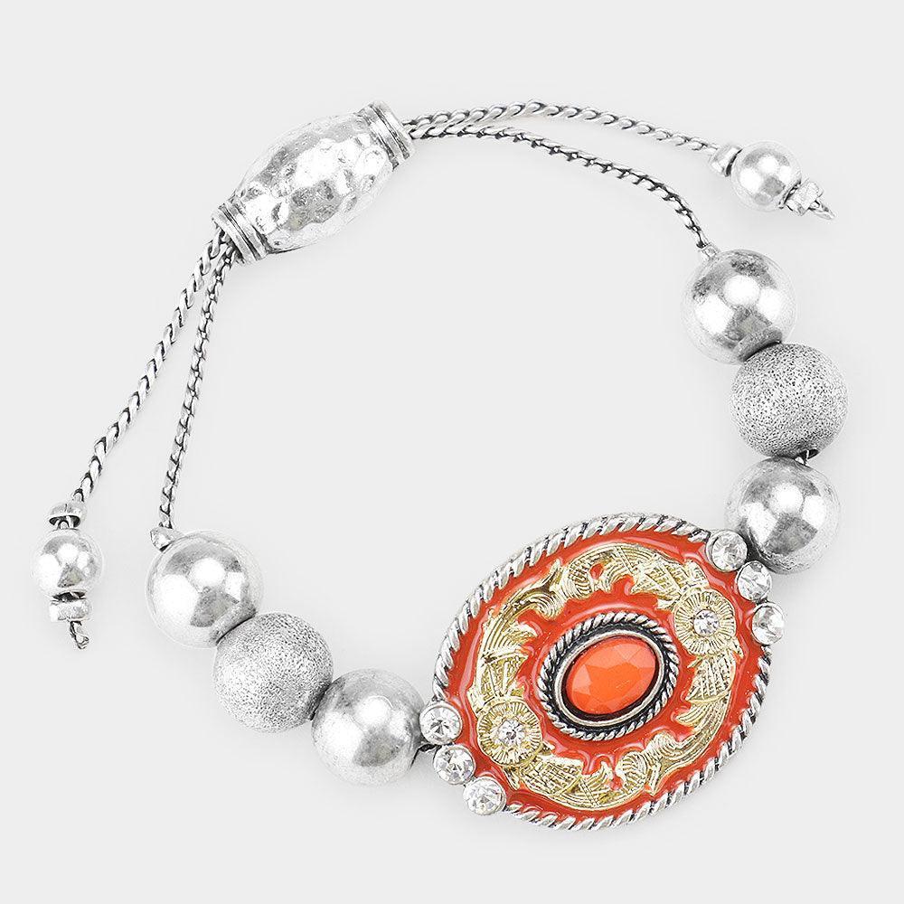 Orange Antique Adjustable Bracelet - Jewelry Store by Erik Rayo