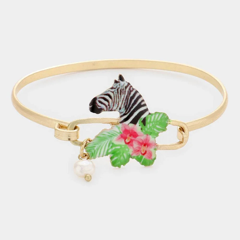 Zebra Freshwater Pearl Charm Hook Bracelet - Jewelry Store by Erik Rayo