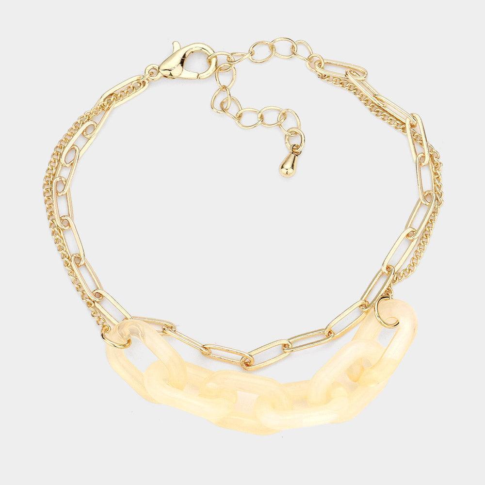 Celluloid Acetate Open Oval Link Double Layered Bracelet - Jewelry Store by Erik Rayo