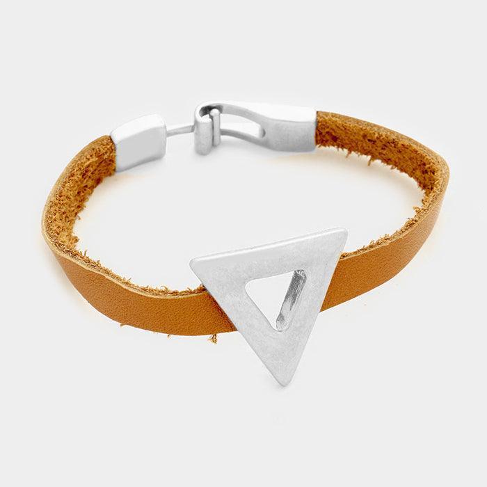Silver Geo hoop & faux leather bracelet - Jewelry Store by Erik Rayo