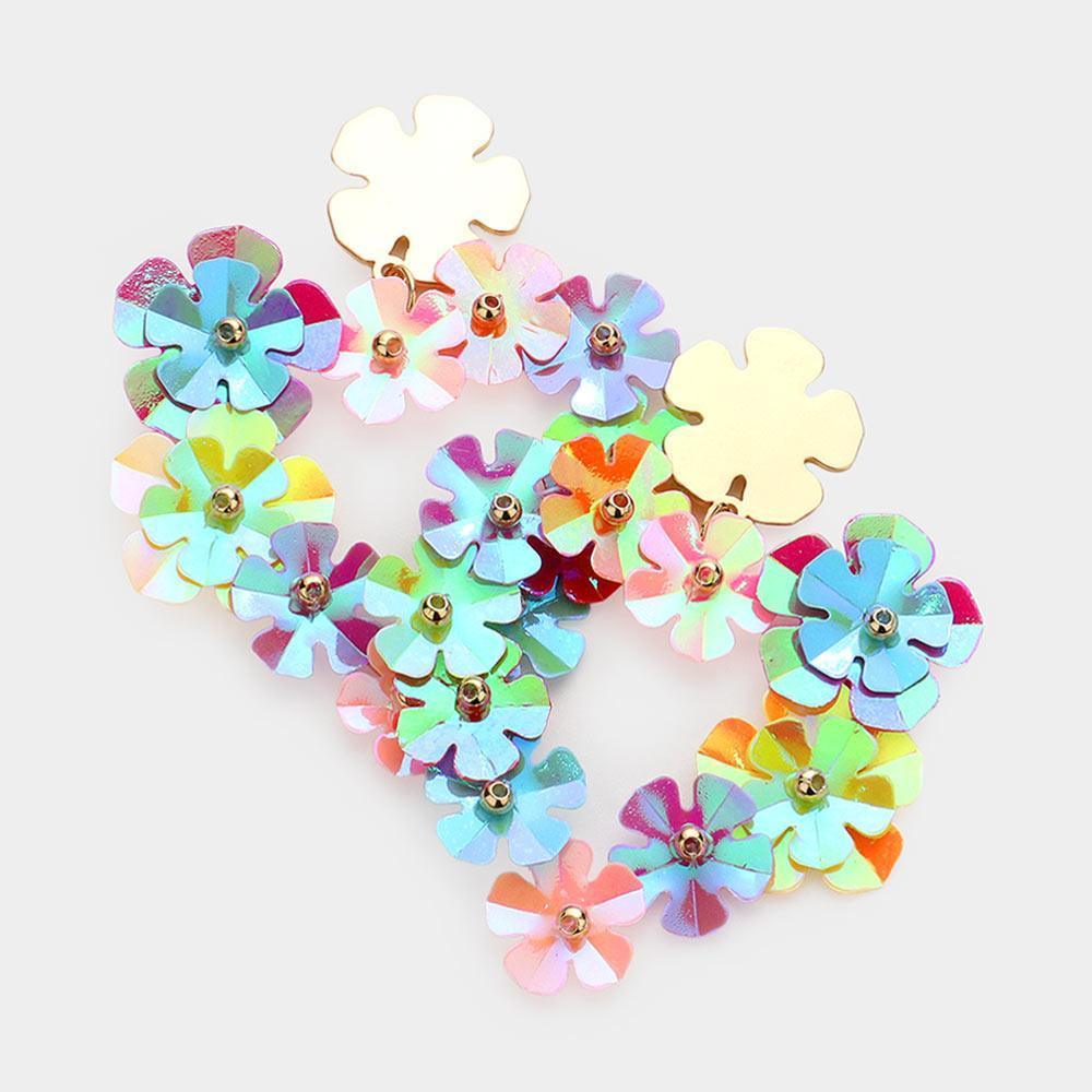Flower Cluster Heart Dangle Earrings - Jewelry Store by Erik Rayo