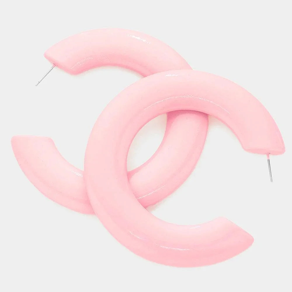 Pink Resin Hoop Earrings - Jewelry Store by Erik Rayo