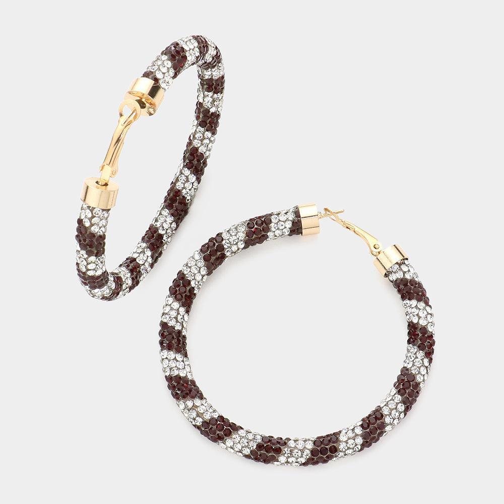 White Rhinestone Pave Hoop Earrings - Jewelry Store by Erik Rayo