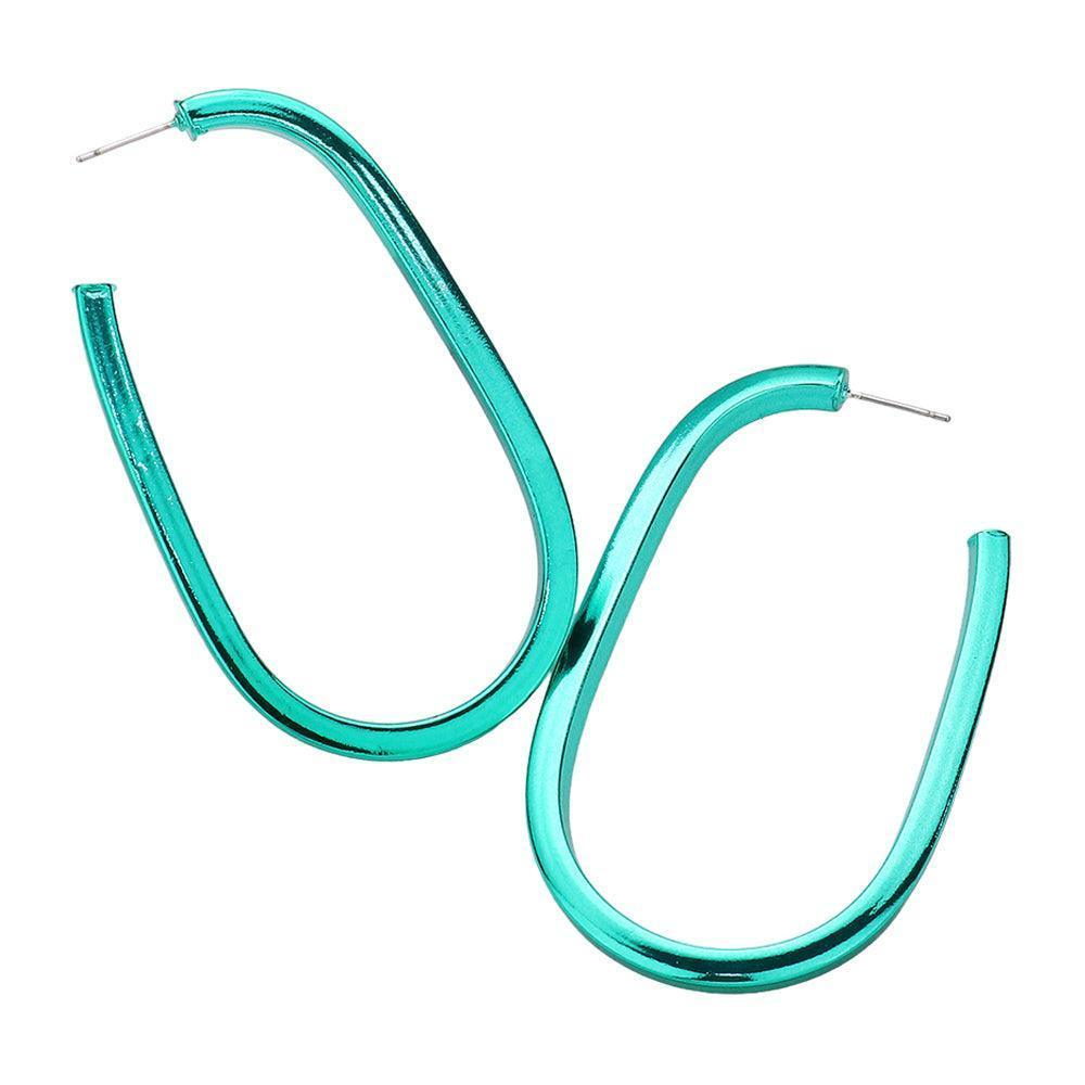 Green Colored Metal Hoop Earrings - Jewelry Store by Erik Rayo