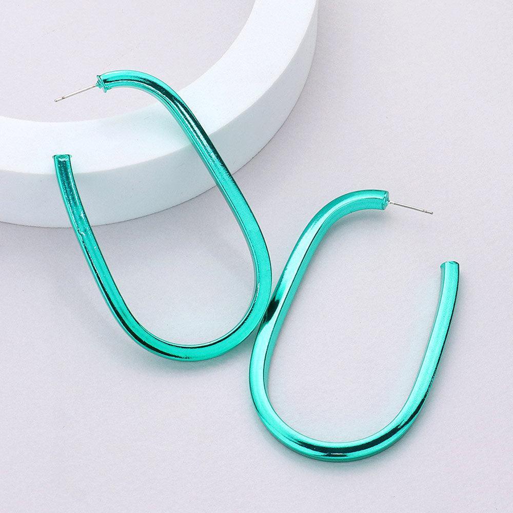 Green Colored Metal Hoop Earrings - Jewelry Store by Erik Rayo