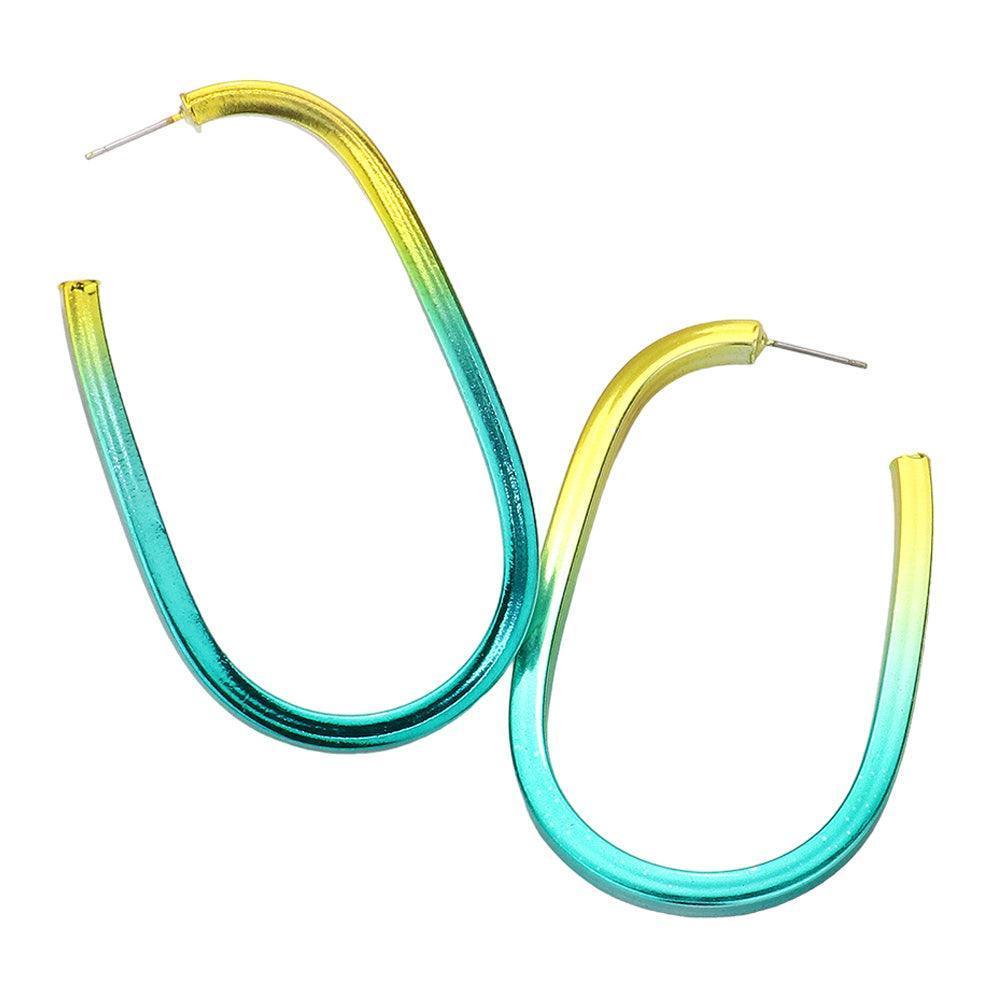 Green Colored Metal Hoop Earrings - Jewelry Store by Erik Rayo
