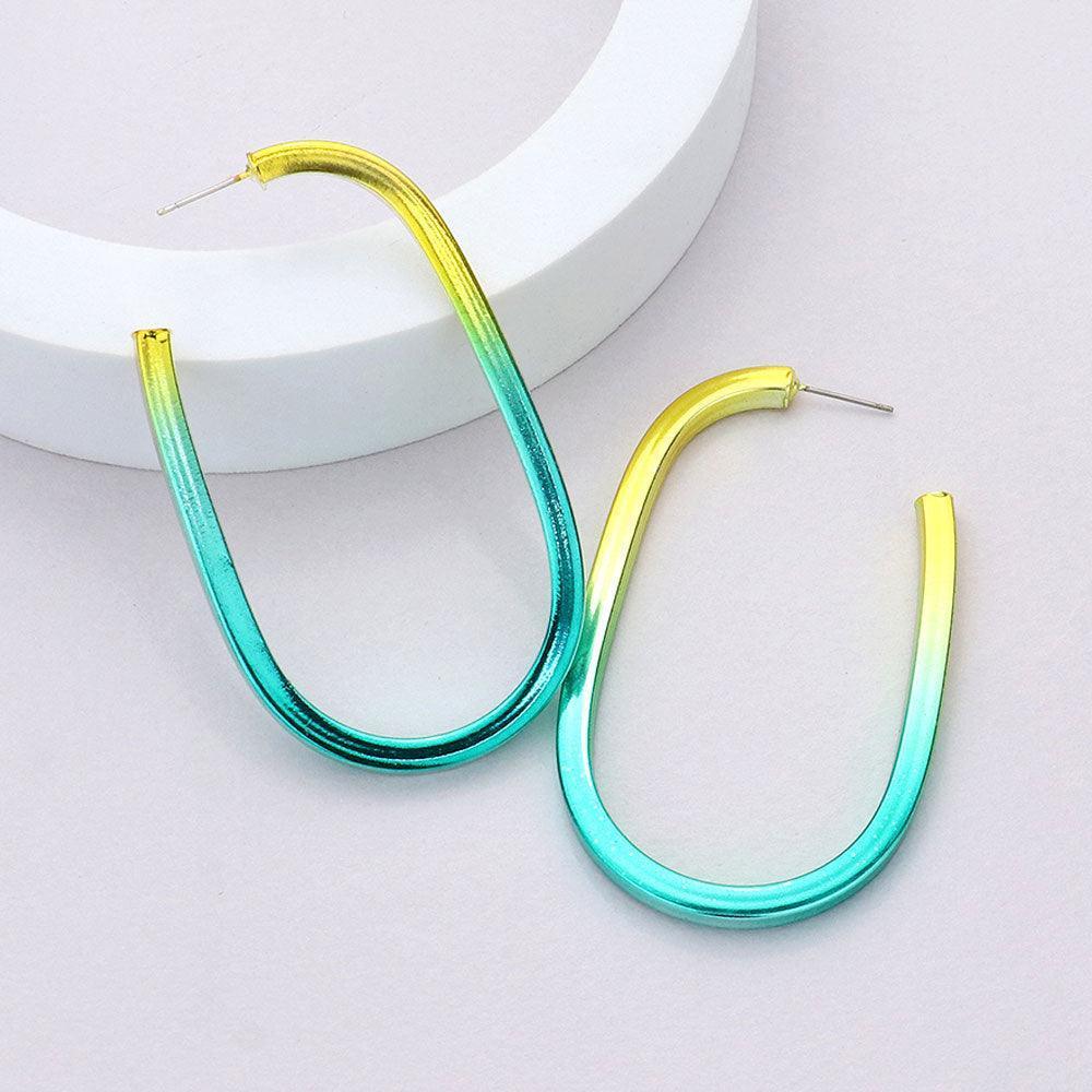 Green Colored Metal Hoop Earrings - Jewelry Store by Erik Rayo