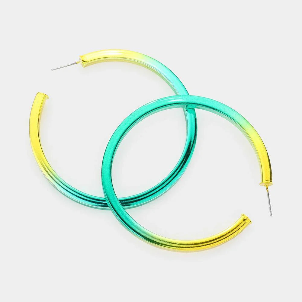 Green Colored Metal Hoop Earrings - Jewelry Store by Erik Rayo