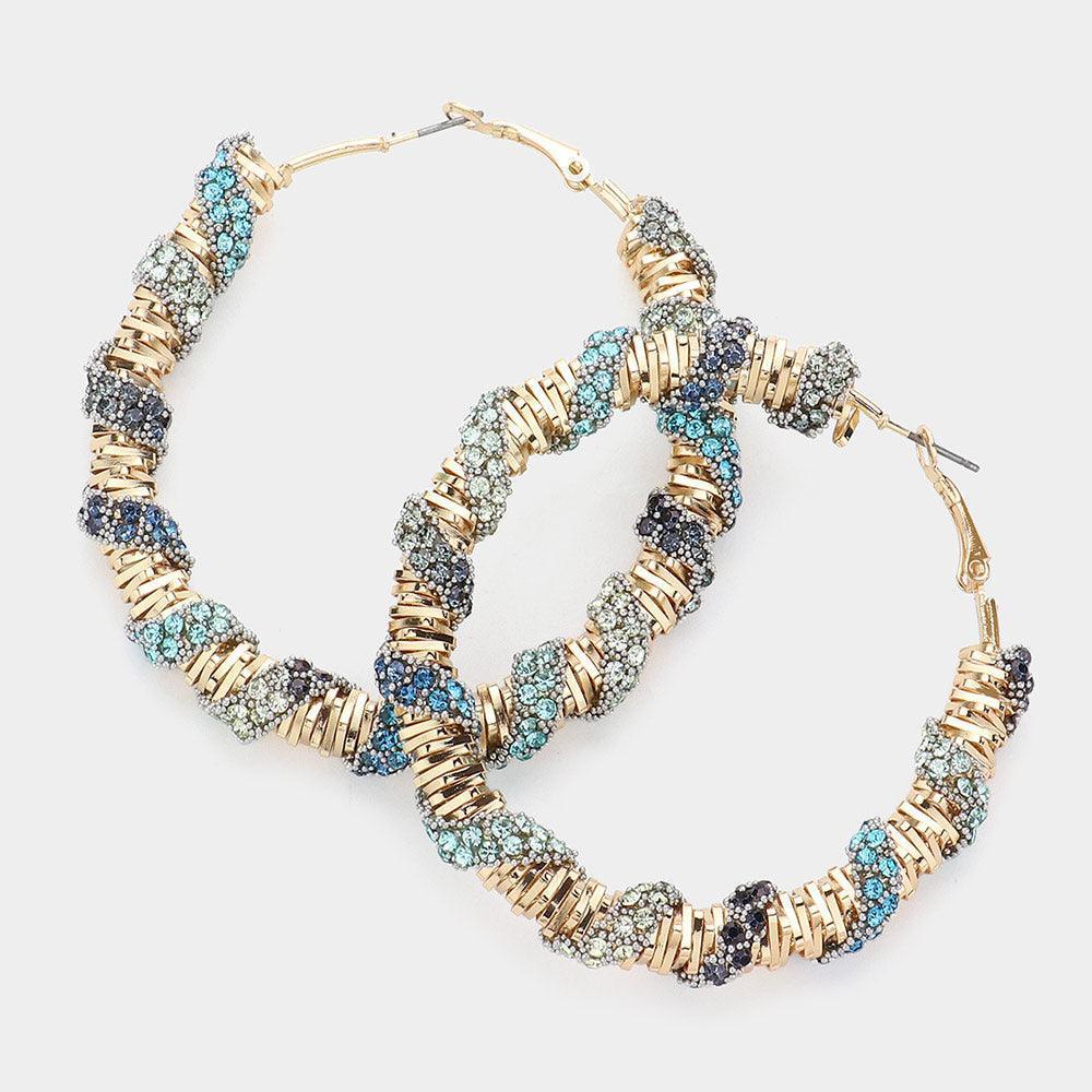 Gold Stone Paved Spiral Hoop Earrings - Jewelry Store by Erik Rayo