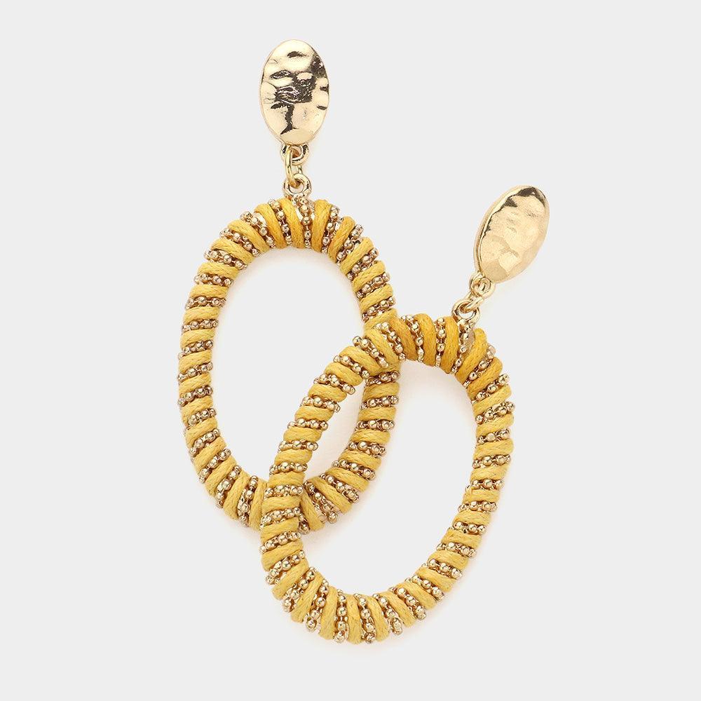Gold Thread Wrapped Oval Hoop Earrings - Jewelry Store by Erik Rayo