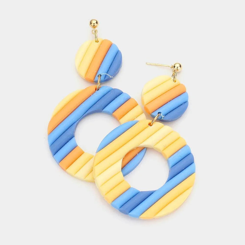 Colorful Open Round Polymer Clay Link Dangle Earrings - Jewelry Store by Erik Rayo