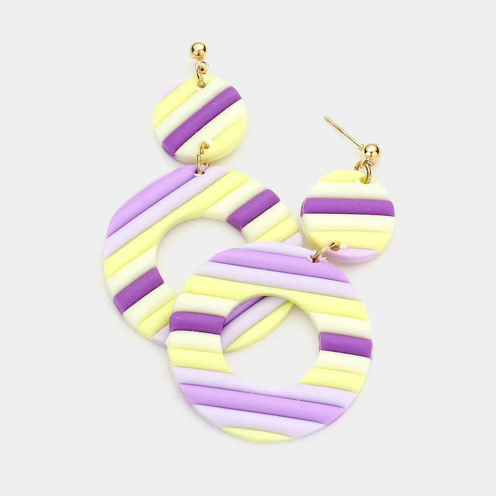 Colorful Open Round Polymer Clay Link Dangle Earrings - Jewelry Store by Erik Rayo