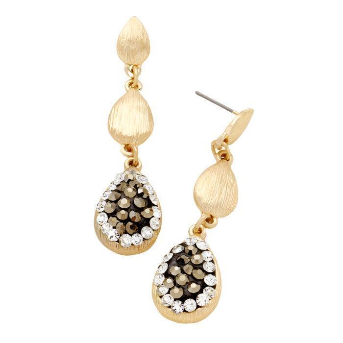 Gold Crystal pave teardrop earrings - Jewelry Store by Erik Rayo