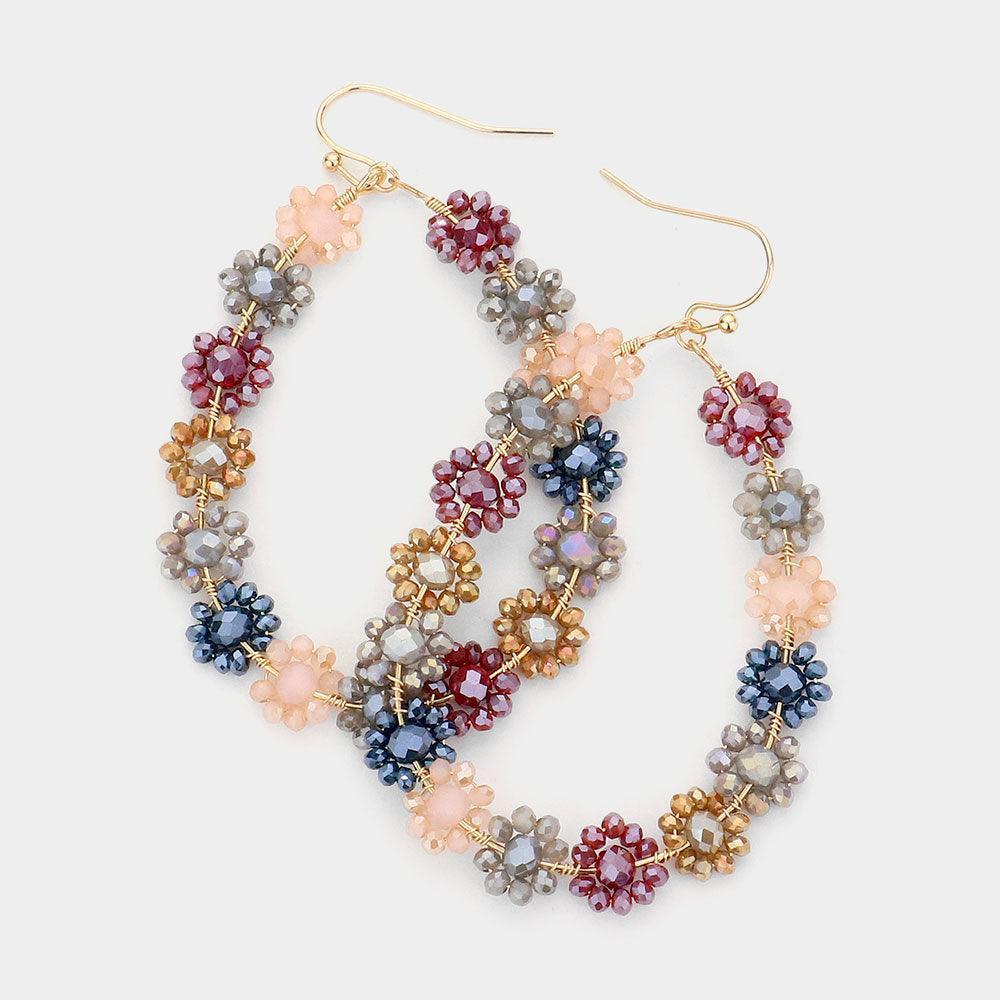 Faceted Bead Cluster Floral Teardrop Earrings - Jewelry Store by Erik Rayo