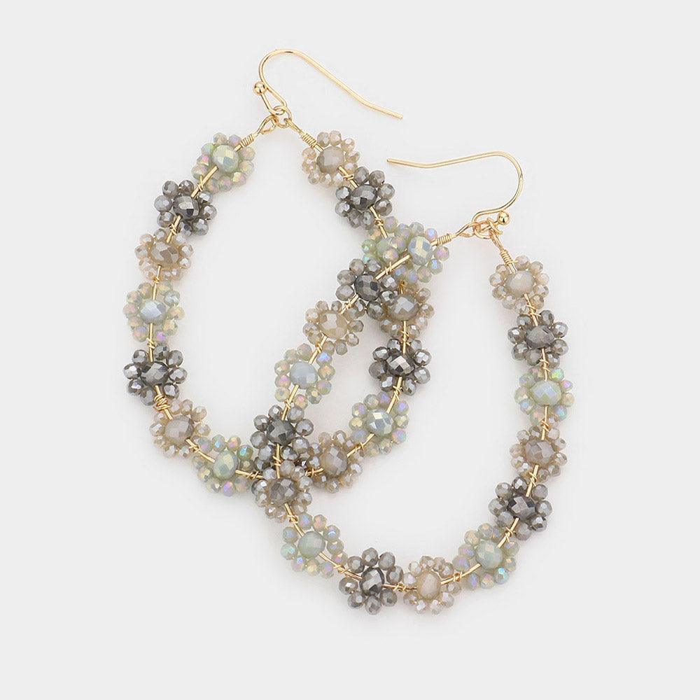 Faceted Bead Cluster Floral Teardrop Earrings - Jewelry Store by Erik Rayo