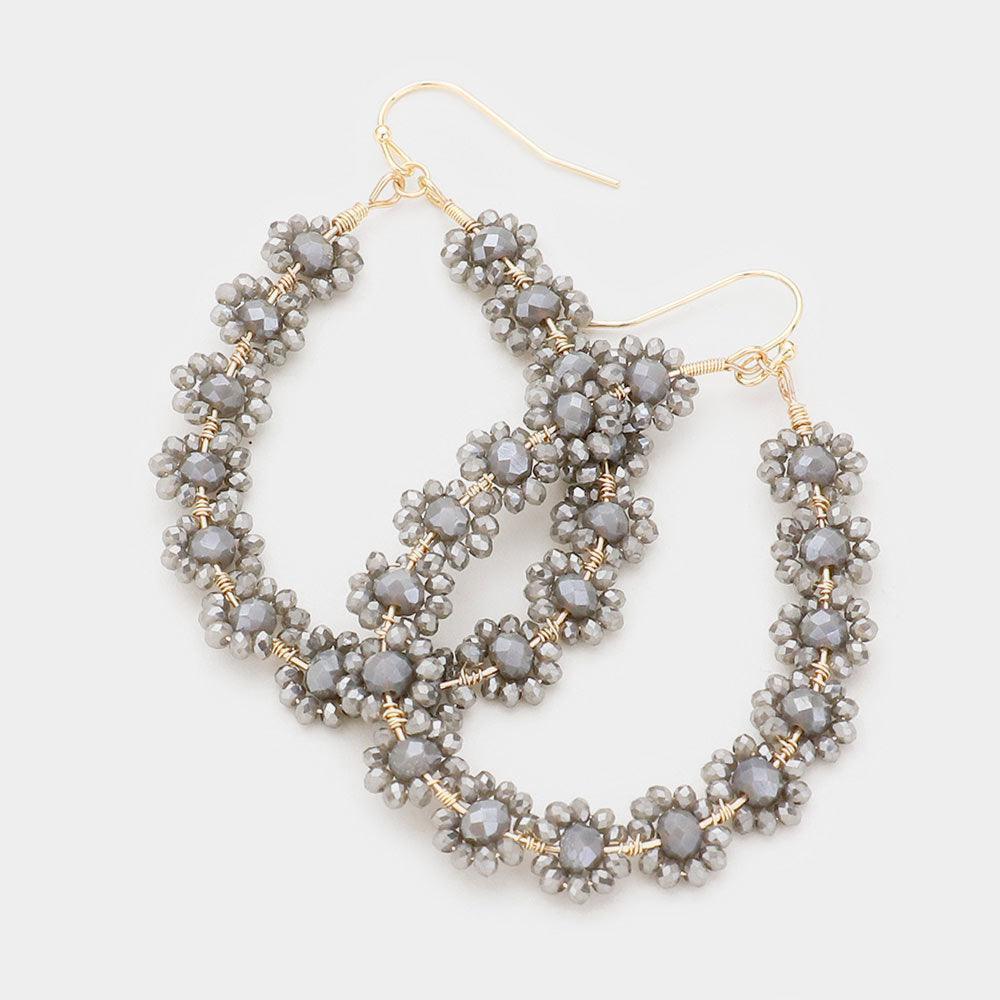 Faceted Bead Cluster Floral Teardrop Earrings - Jewelry Store by Erik Rayo