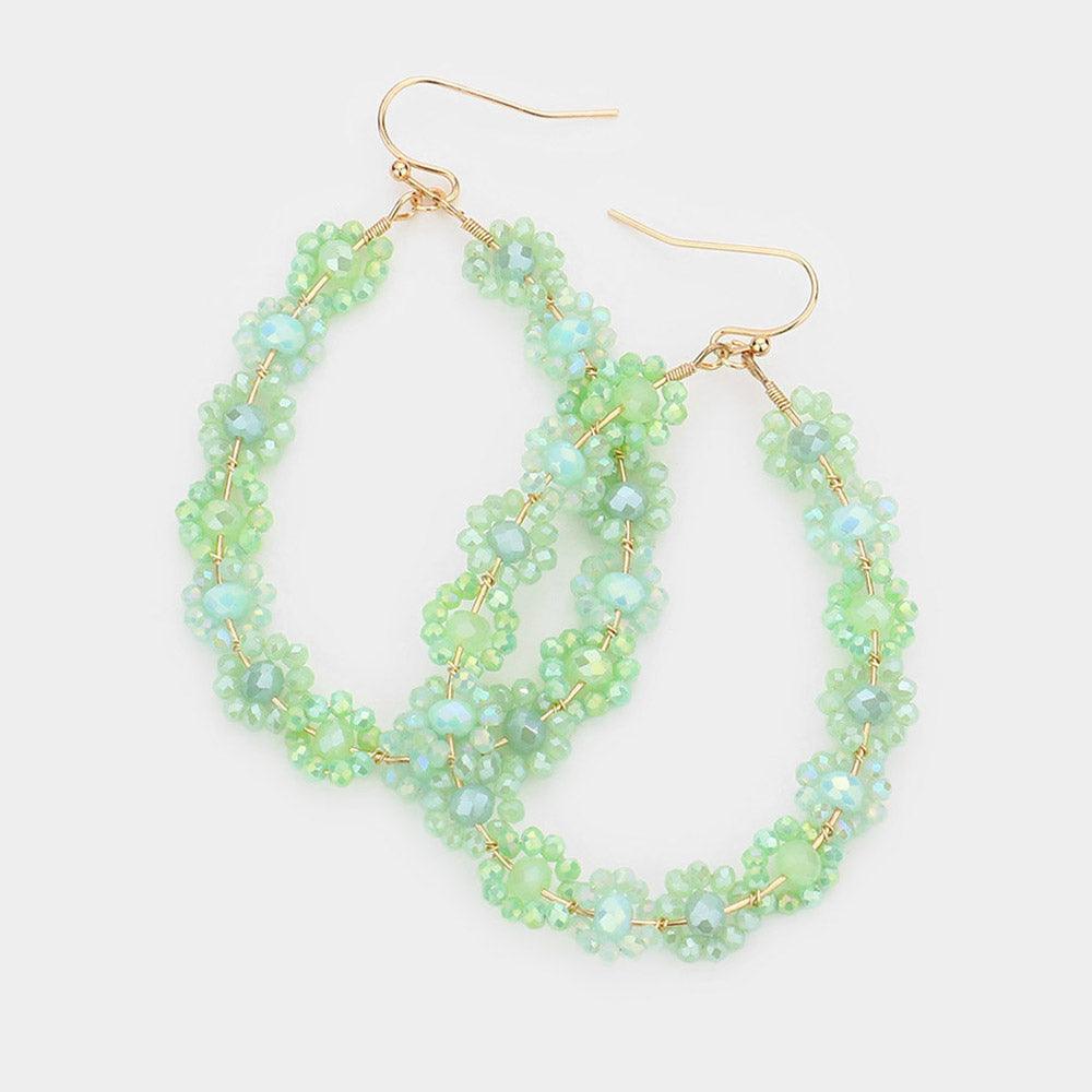 Faceted Bead Cluster Floral Teardrop Earrings - Jewelry Store by Erik Rayo