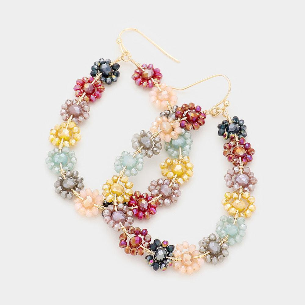 Faceted Bead Cluster Floral Teardrop Earrings - Jewelry Store by Erik Rayo