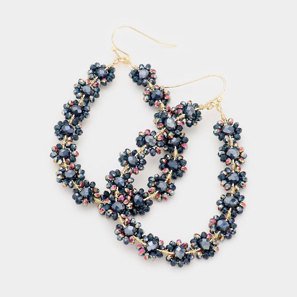 Faceted Bead Cluster Floral Teardrop Earrings - Jewelry Store by Erik Rayo