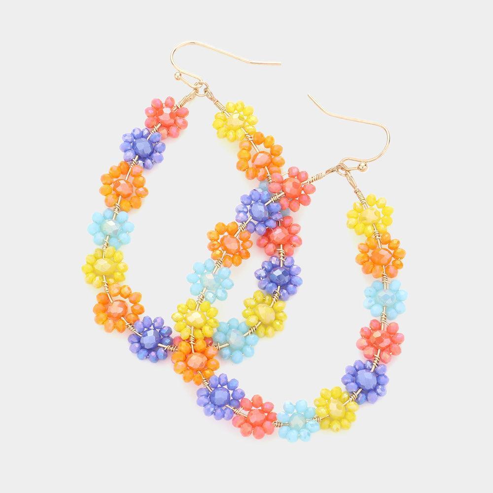 Faceted Bead Cluster Floral Teardrop Earrings - Jewelry Store by Erik Rayo