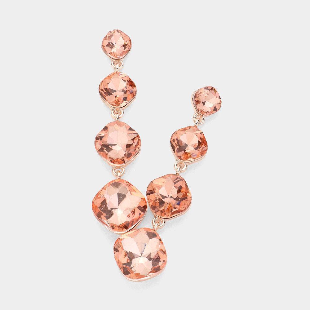 Gold Round Stone Cluster Link Dropdown Evening Earrings - Jewelry Store by Erik Rayo