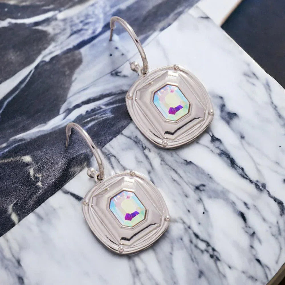 Crystal Stone Square Cluster Dangle Earrings - Jewelry Store by Erik Rayo