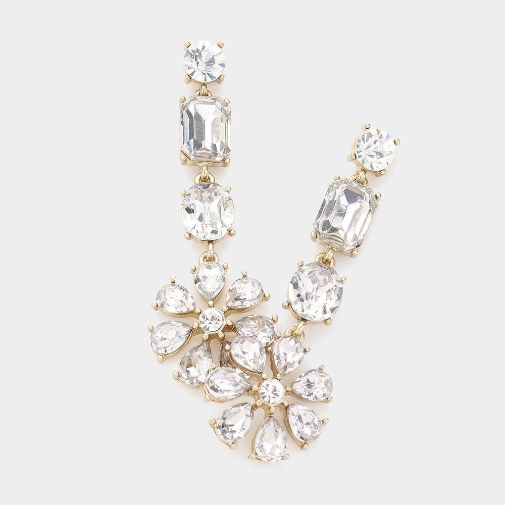 Gold Flower Stone Cluster Earrings - Jewelry Store by Erik Rayo