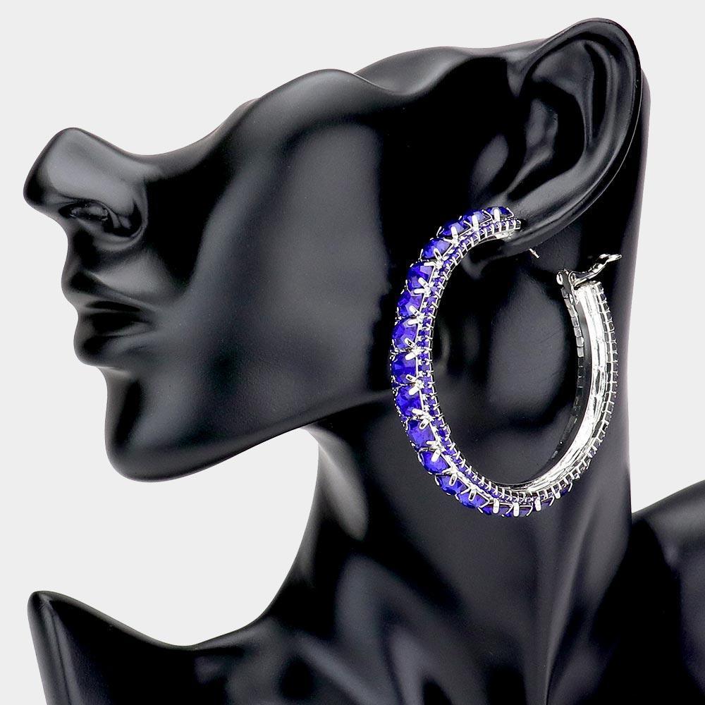 Blue Bubble Stone Hoop Earrings - Jewelry Store by Erik Rayo