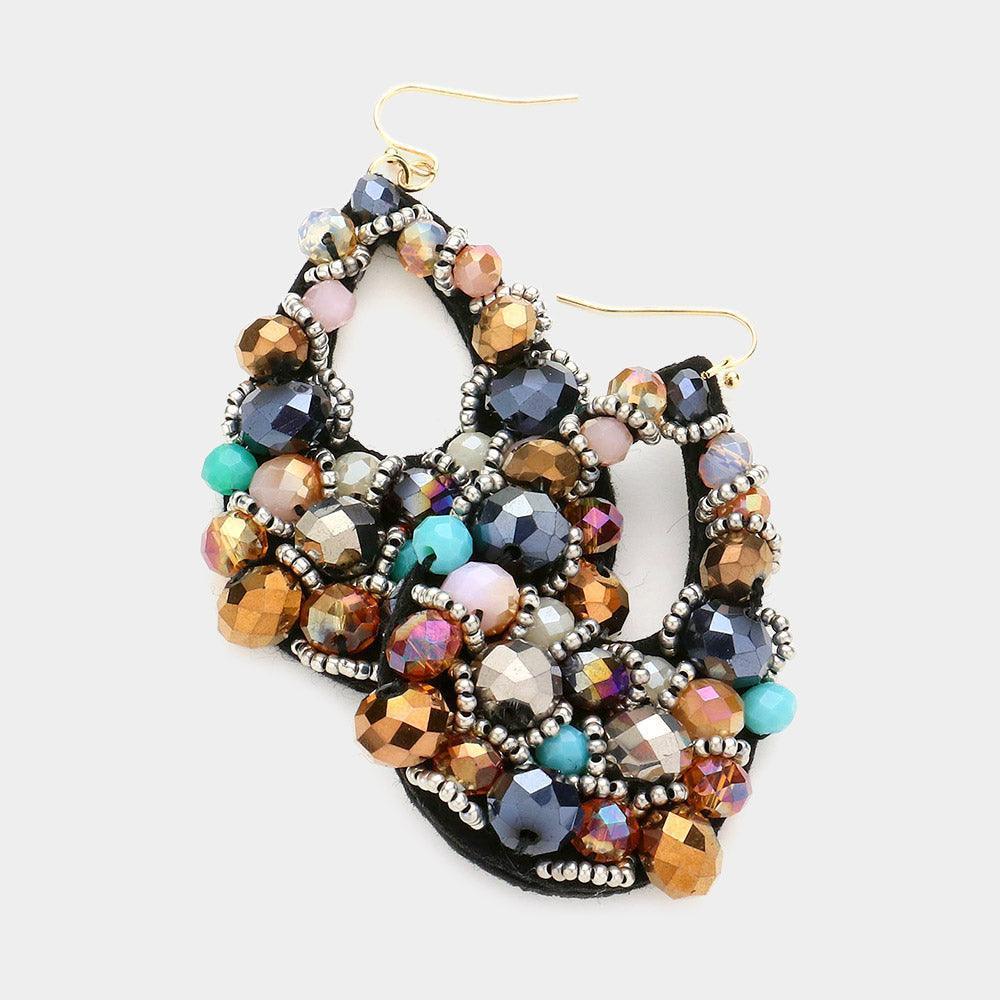 Faceted Beaded Cluster Teardrop Dangle Earrings - Jewelry Store by Erik Rayo