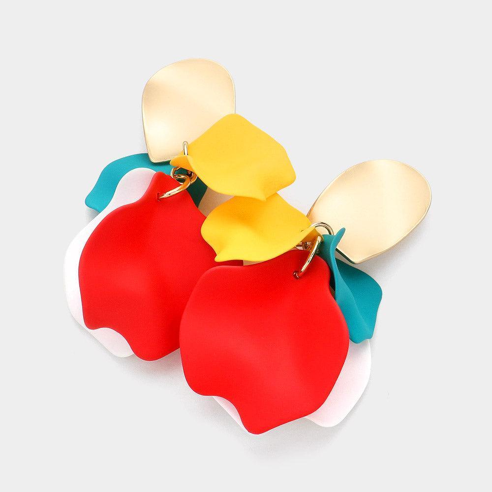 Gold Colored Petal Cluster Dangle Earrings - Jewelry Store by Erik Rayo