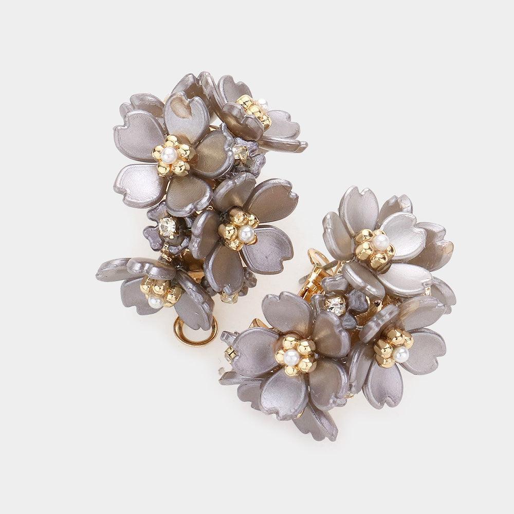 Flower Cluster Half Hoop Earrings - Jewelry Store by Erik Rayo
