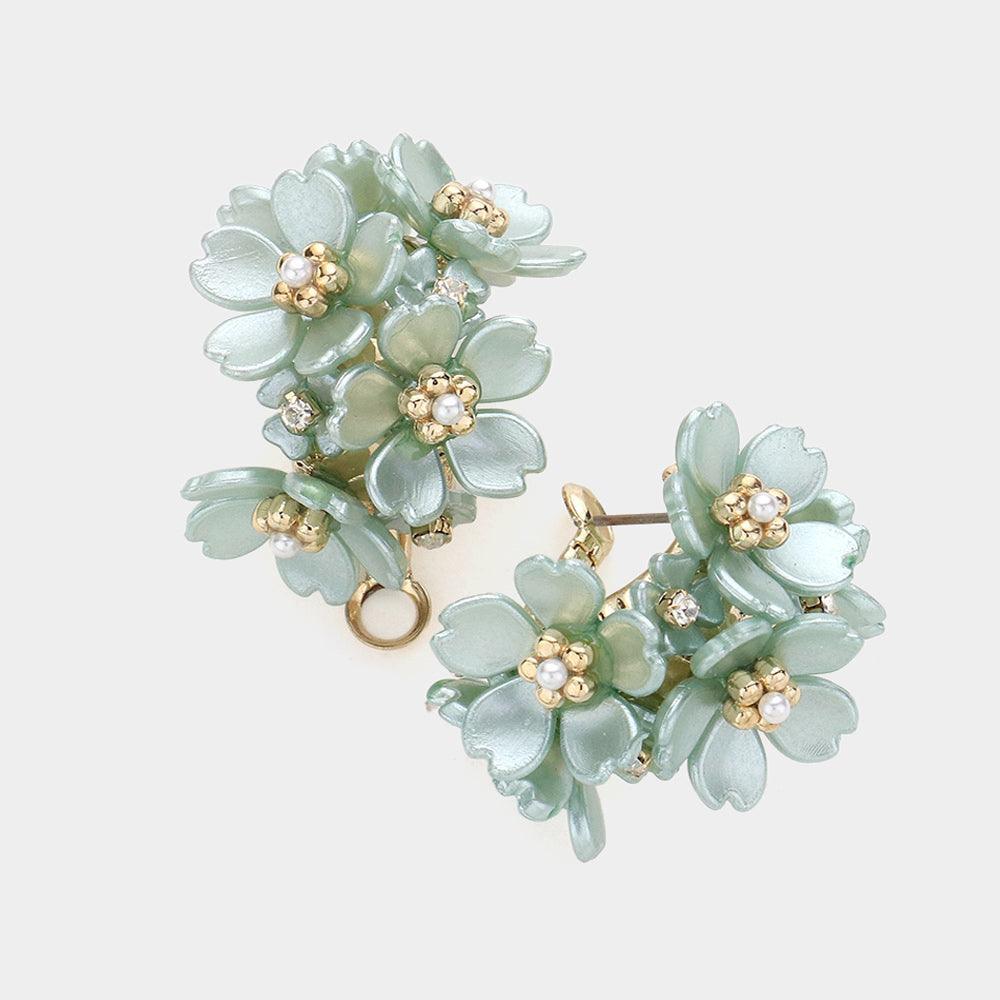 Flower Cluster Half Hoop Earrings - Jewelry Store by Erik Rayo