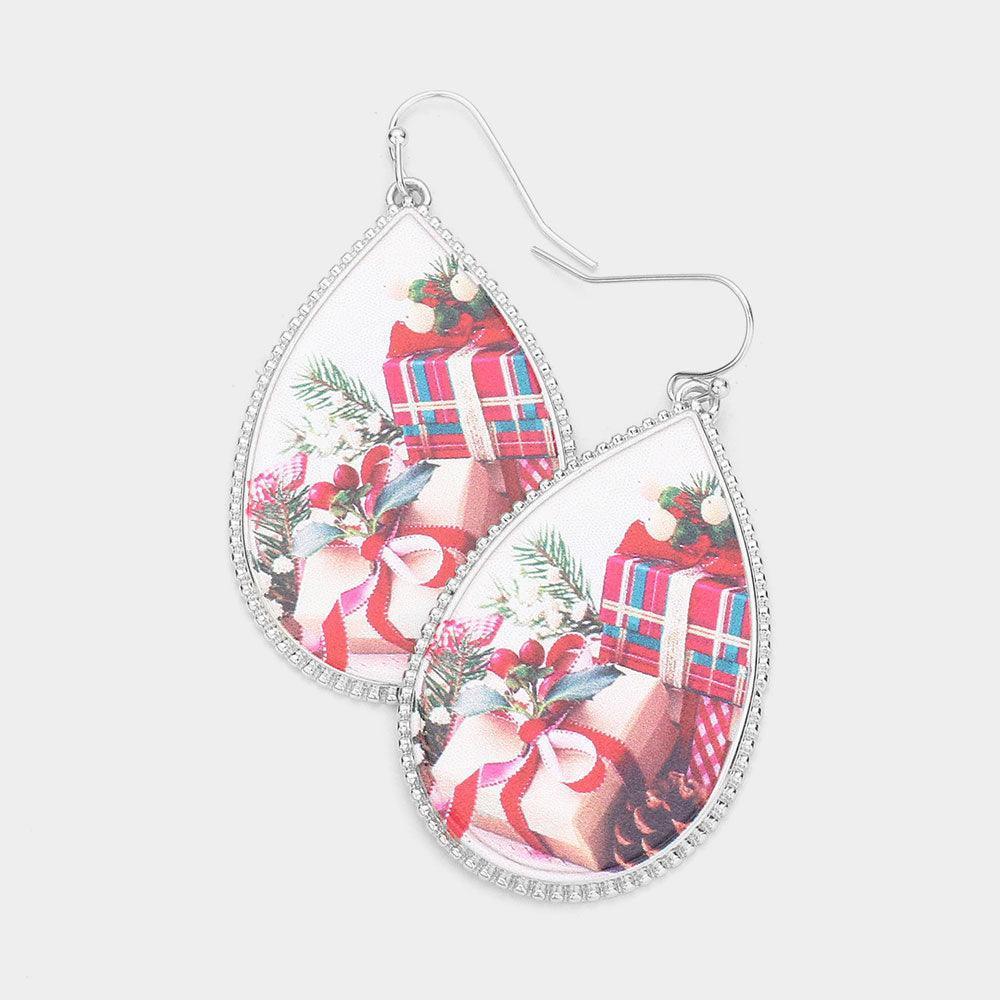 Christmas Gift Printed Teardrop Dangle Earrings - Jewelry Store by Erik Rayo
