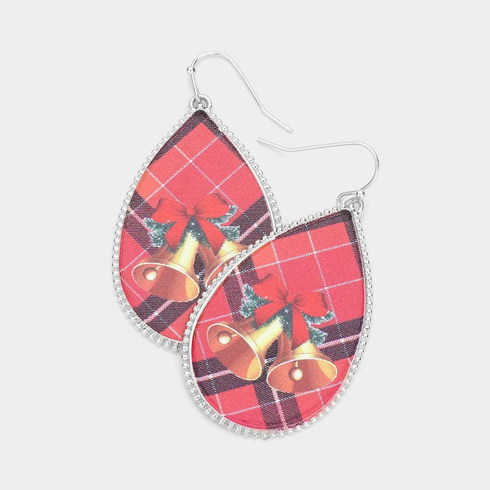 Jingle Bell Printed Teardrop Dangle Earrings - Jewelry Store by Erik Rayo