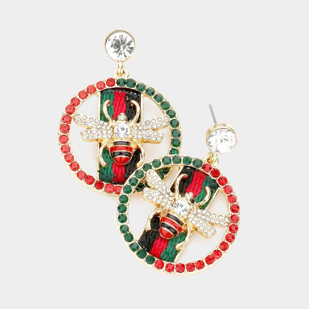 Color Block Detailed Honey Bee Dangle Earrings - Jewelry Store by Erik Rayo