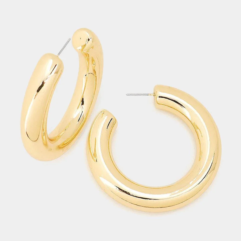 Gold Thick Hoop Earrings - Jewelry Store by Erik Rayo