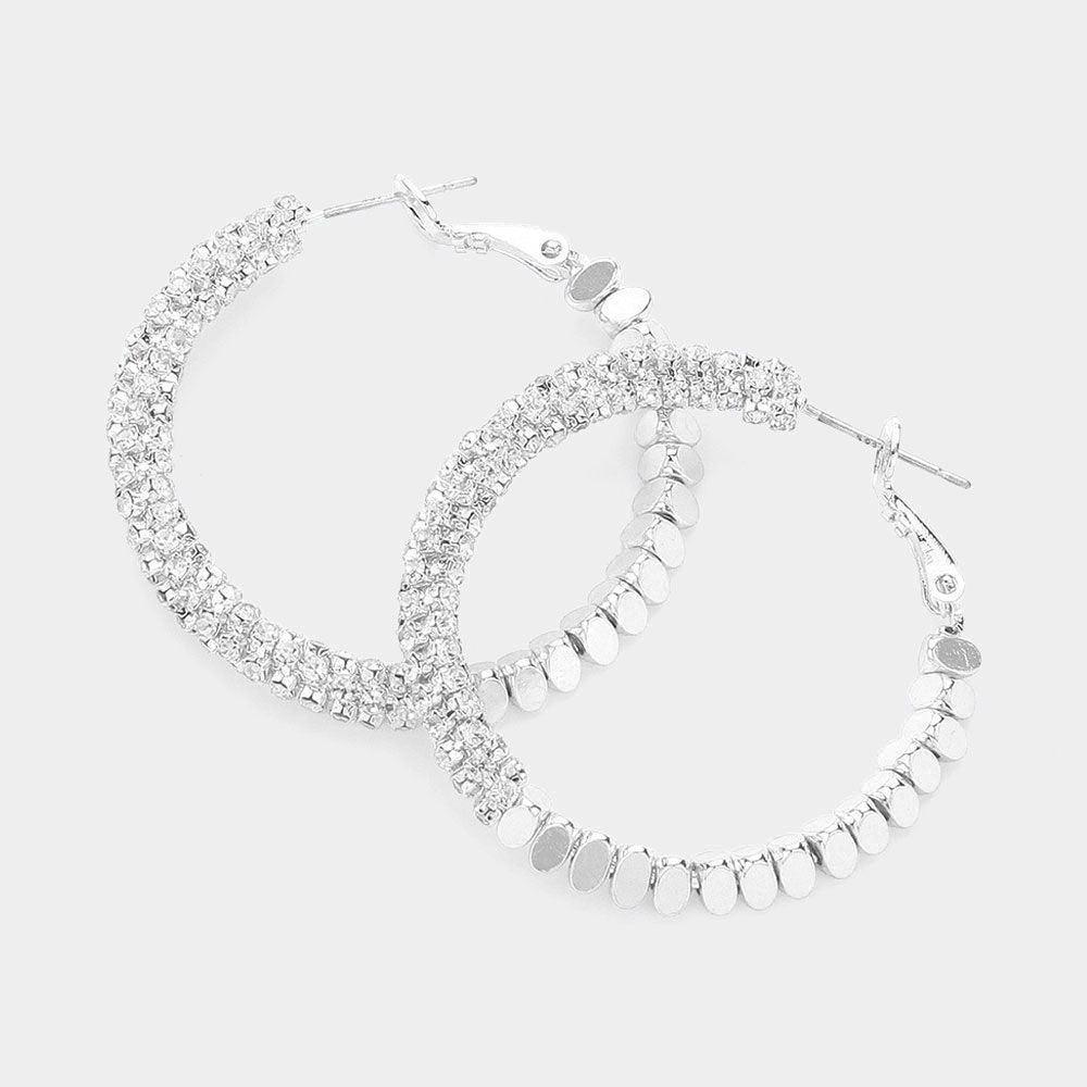 Rhinestone Pointed Metal Bean Beaded Hoop Earrings - Jewelry Store by Erik Rayo