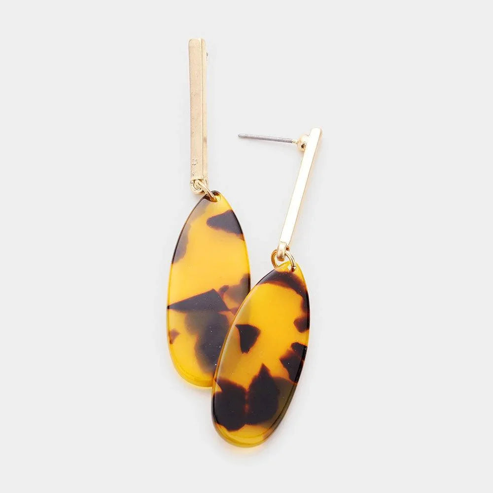 Gold Celluloid Acetate Metal Bar Drop Earrings - Jewelry Store by Erik Rayo