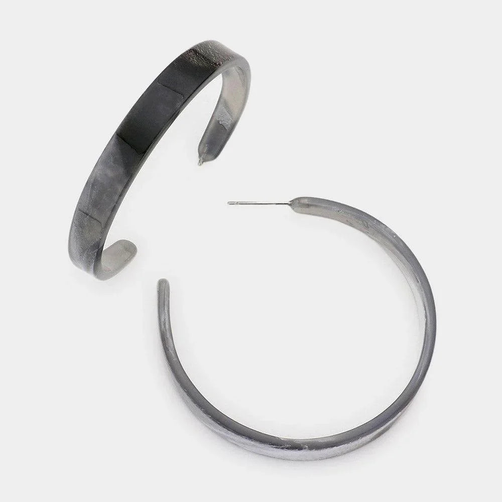 Gray Celluloid Acetate Hoop Earrings - Jewelry Store by Erik Rayo