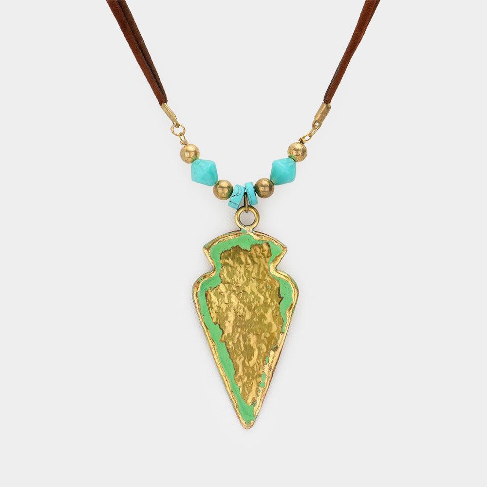 Gold Hammered Metal Arrow Pendant Necklace - Jewelry Store by Erik Rayo