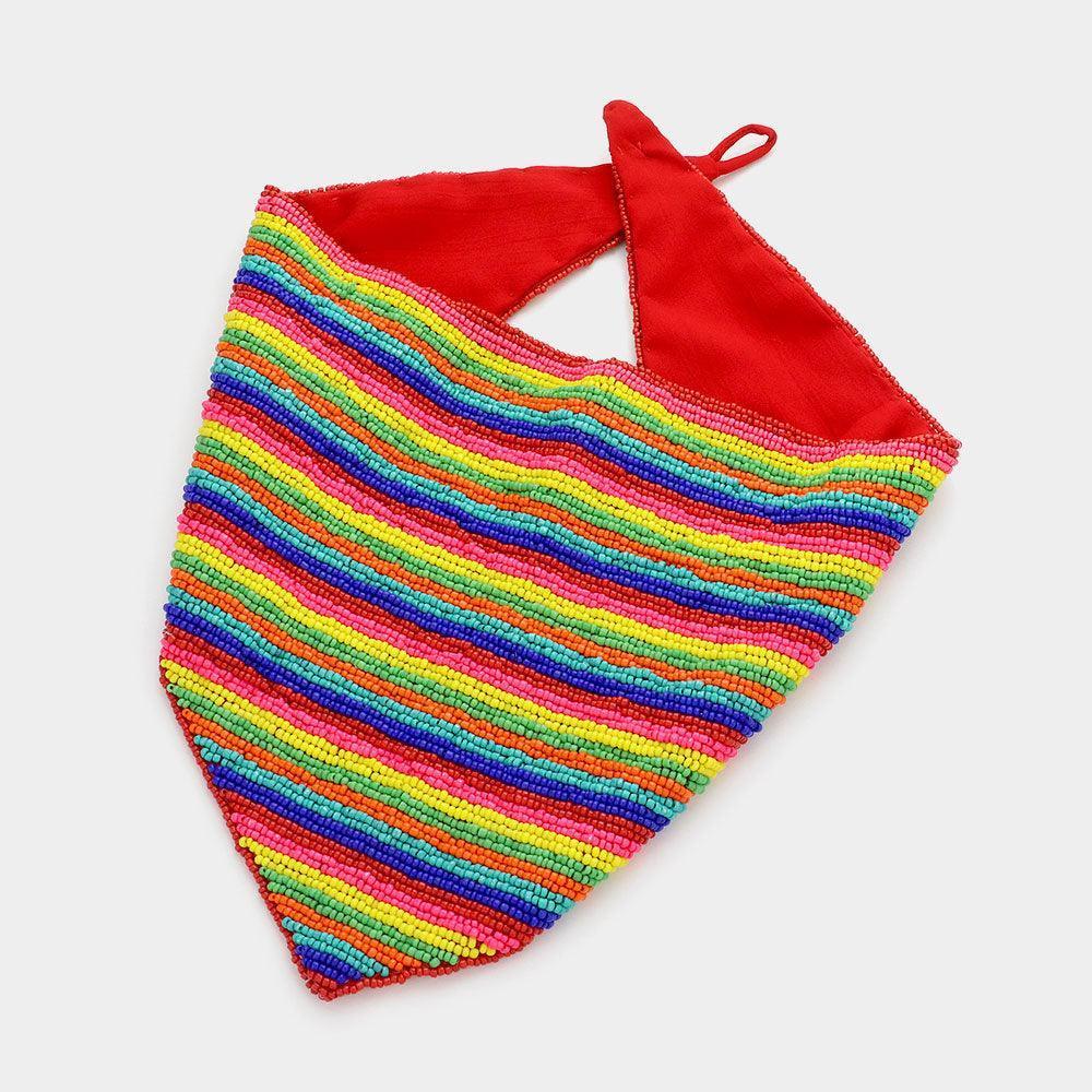 Striped Colorful Seed Beaded Collar Necklace - Jewelry Store by Erik Rayo