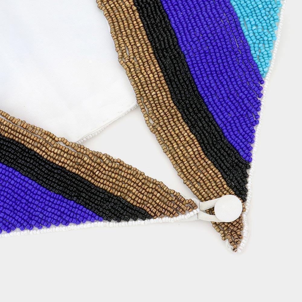 Striped Colorful Seed Beaded Collar Necklace - Jewelry Store by Erik Rayo