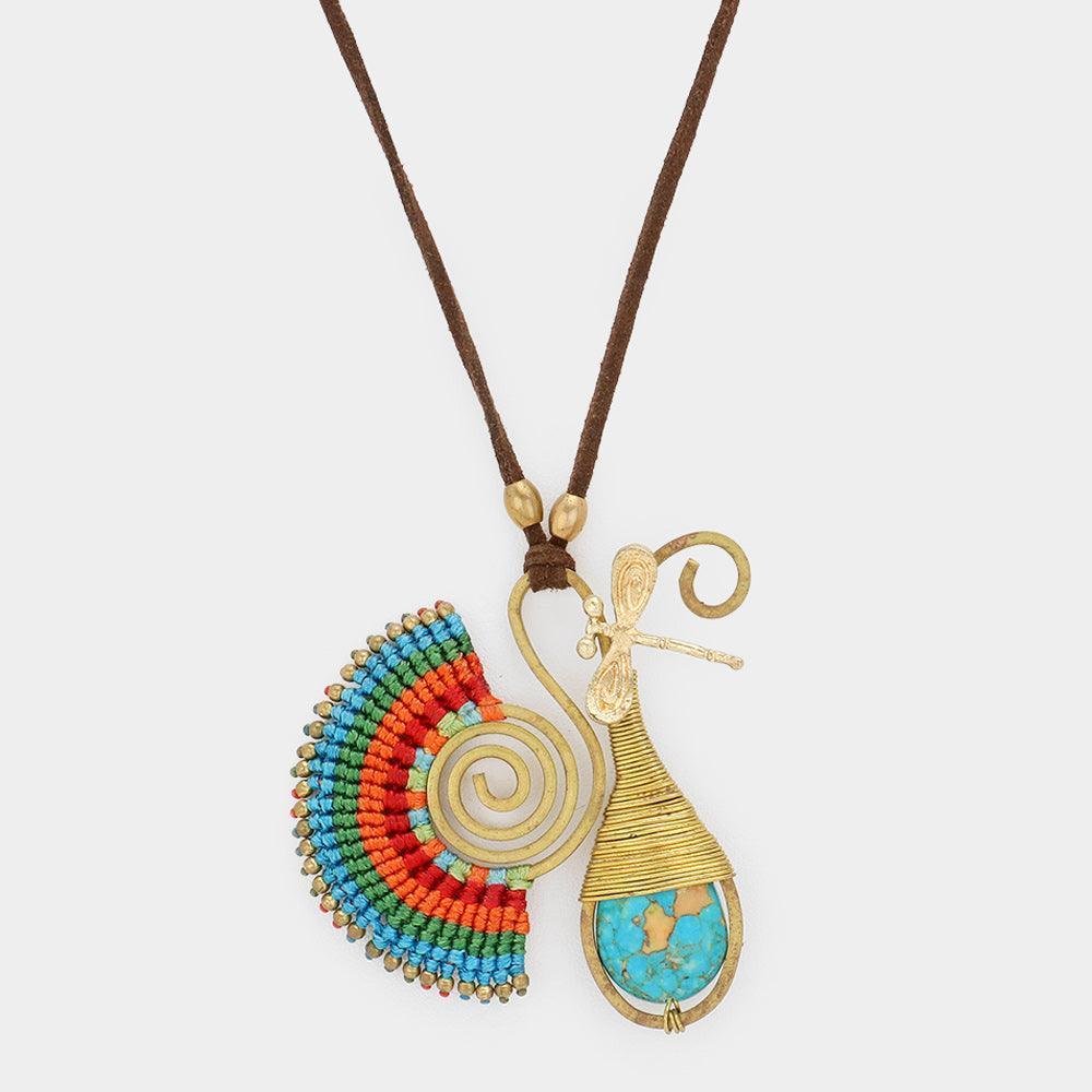 Thread Coiled Fan Swirl Metal Wire Drop Necklace - Jewelry Store by Erik Rayo