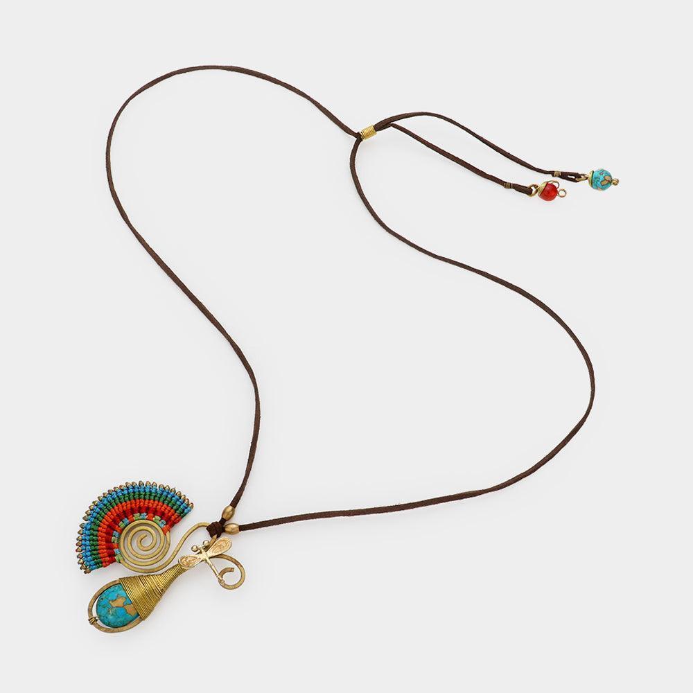 Thread Coiled Fan Swirl Metal Wire Drop Necklace - Jewelry Store by Erik Rayo