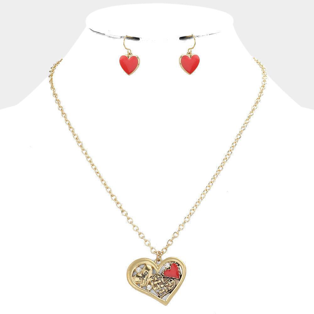 Red Heart Collage Pendant Necklace - Jewelry Store by Erik Rayo
