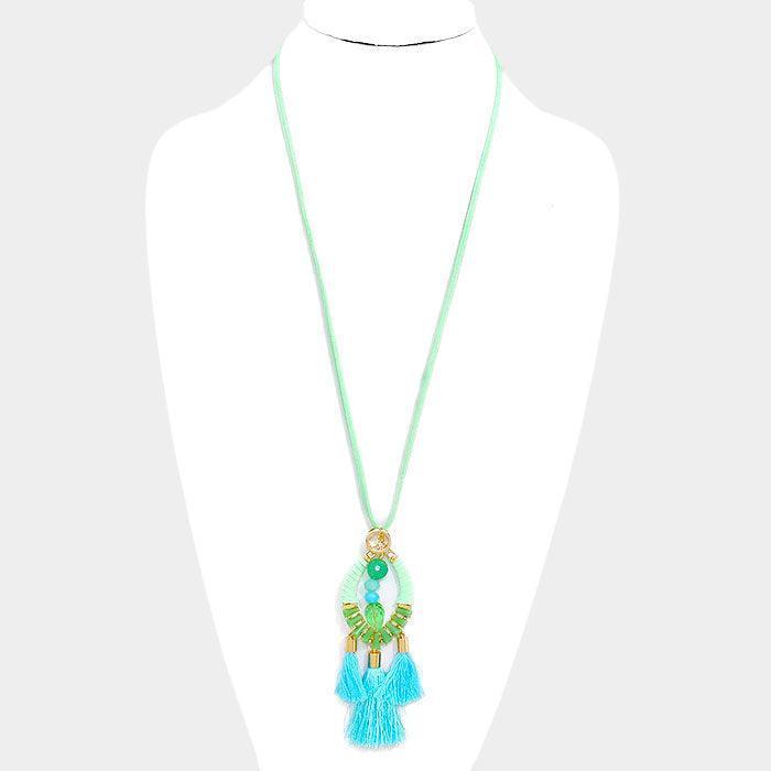 Tassel & Crystal Amulet Suede Necklace - Jewelry Store by Erik Rayo